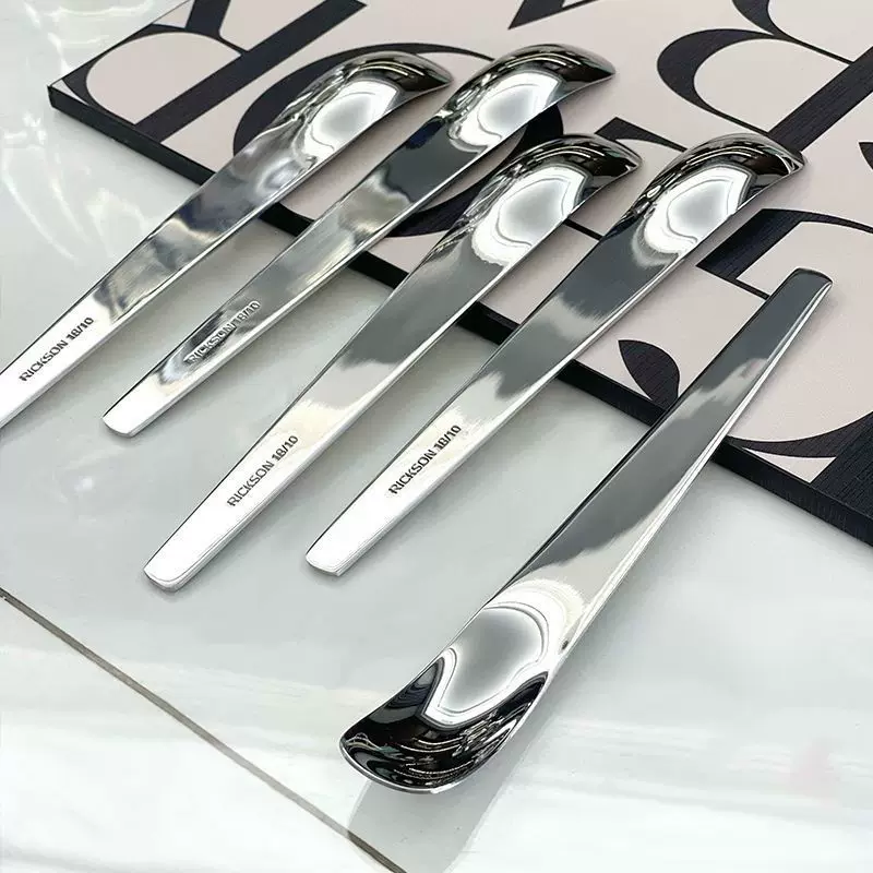 ✅Stainless steel dessert spoon eating cake spoon high-looking flat head yogurt square head internet celebrity ins coffee spoon