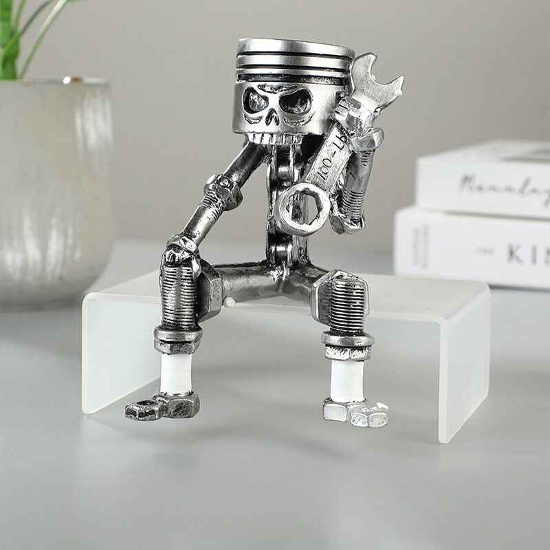 Cross-border New PistonSkullFaceSculpture Sculpture Wrench Skull Piston Skull Face Tooth