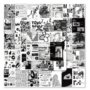 60 black and white collage art ins stickers luggage phone case refrigerator cup children's stickers aesthetic