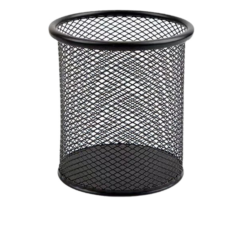 Creativo sostenedor redondo de la pluma de metal estudiante de almacenamiento de escritorio hueco de alambre de púas pluma barril de hierro forjado papelería al por mayor