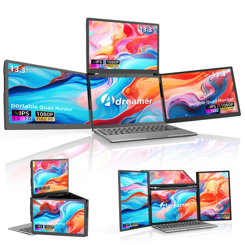 Laptop Expansion Screen, One-Line Three-Screen Lcd Portable Monitor Game Switch External Expansion Secondary Screen