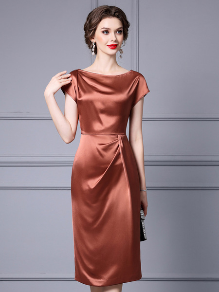 Zhili Noble Women's Popularity: Pleated Waist Wrap Shoulder Sleeve Texture Acetic Acid Dress, Summer 2024 New Edition