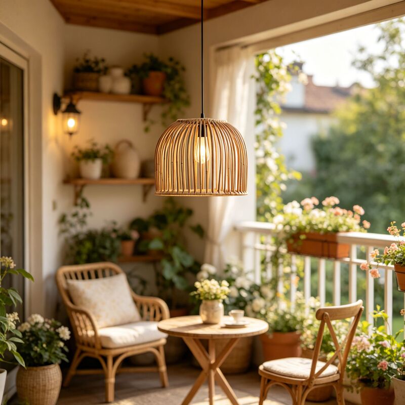 Handmade Wicker Lampshade, Light Luxury Private Residence Balcony Garden Home Ambiance Decoration, Environmentally Certified Wicker Lampshade