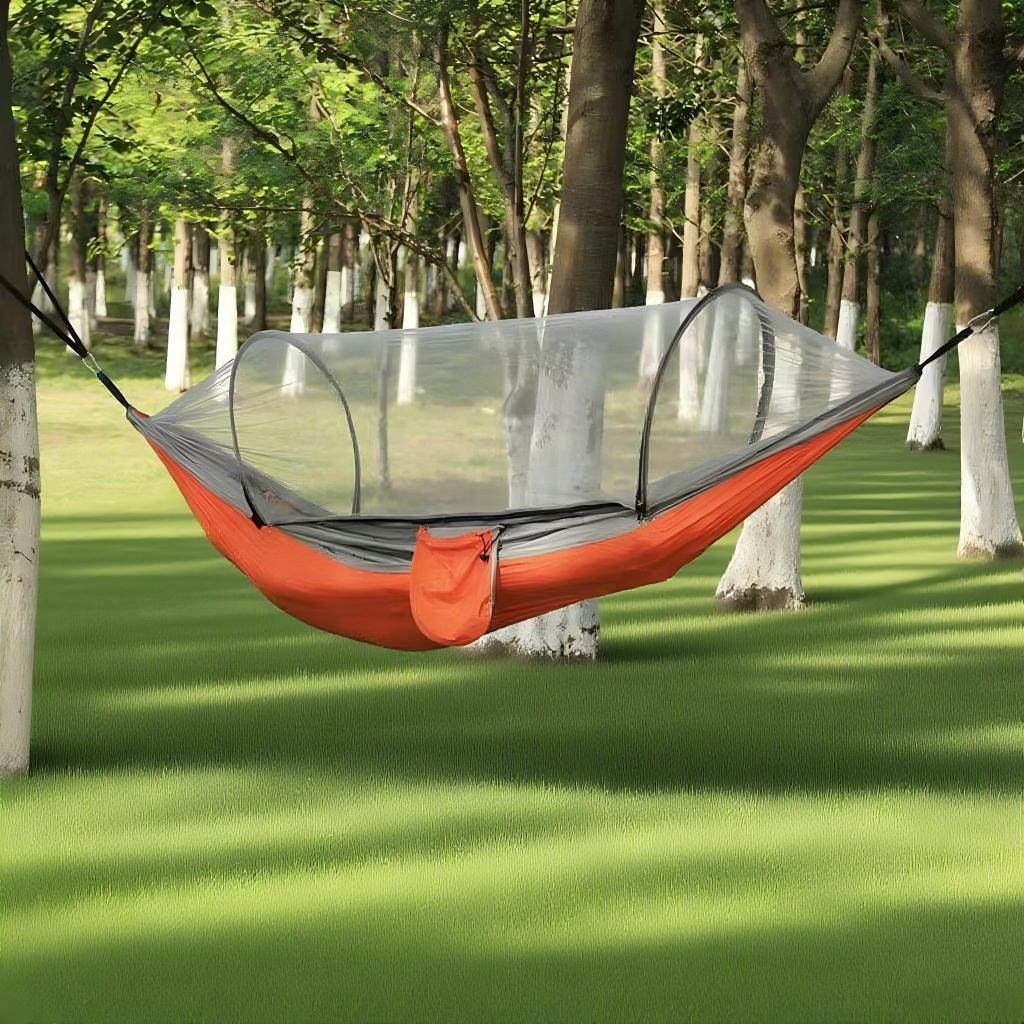Nuevo tipo de paracaídas automático de apertura rápida transfronteriza hamaca de nylon camping al aire libre hamaca de mosquiteros con malla de apertura rápida a prueba de mosquitos