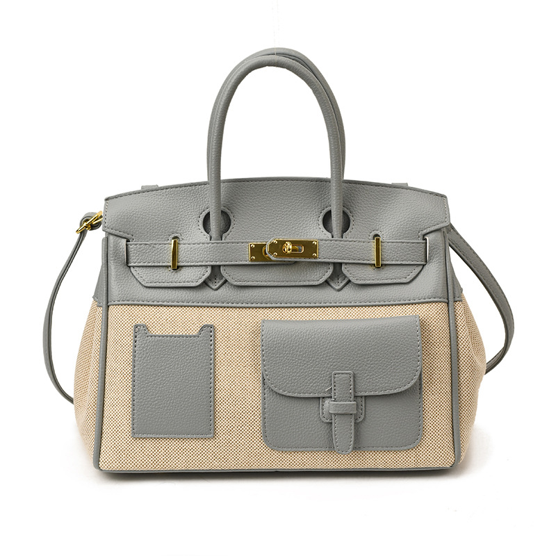 Bolso de mujer 2025 nuevo color transfronterizo de platino bolso de mano tote de gran capacidad de transporte universal mochila de hombro