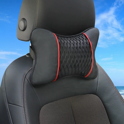Car Headrest and Lumbar Support Set, Car Pillow, Neck Pillow, Car Seat Cushion, Car Neck Pillow, Car Interior Accessories, Cushion (Headrest) - headrest-single-pack-black-red-line