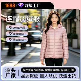 轻薄羽绒服女秋冬天白鸭绒 连帽排骨羽绒内胆现货批发OEM贴牌定制