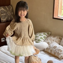 【加工定制】左小甜女童春秋新品打攬娃娃衫小格子甜美風洋氣童裝
