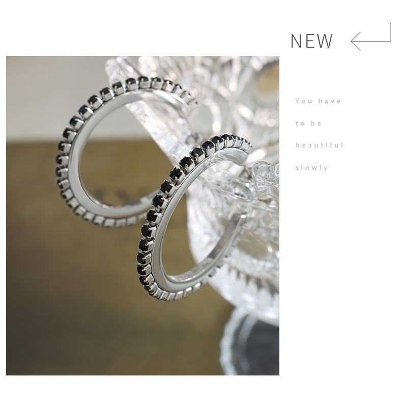 Fashion C Shape Titanium Steel Earrings Plating Inlay Zircon Stainless Steel Earrings