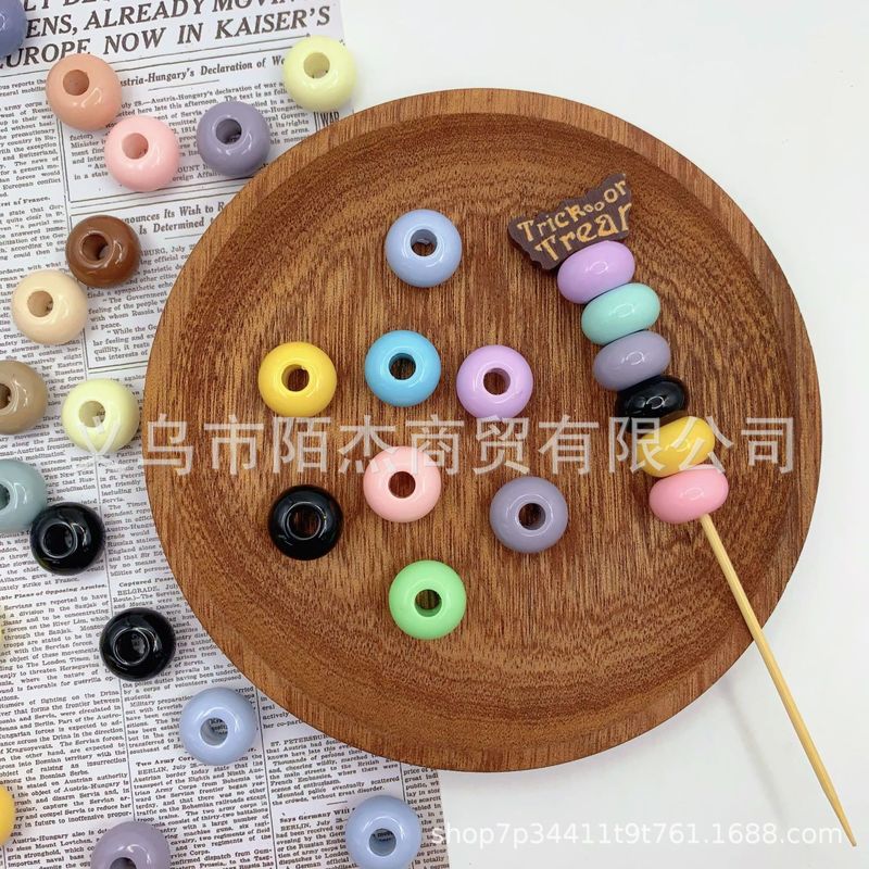 DIY クリームそろばん大穴ラウンドフラットビーズジュエリーアクセサリールースビーズ携帯電話チェーン車のキーホルダー手作り材料|undefined