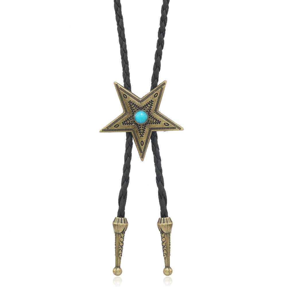 Retro Star Pu Leather Alloy Unisex Bolo Tie Necklaces display picture 3