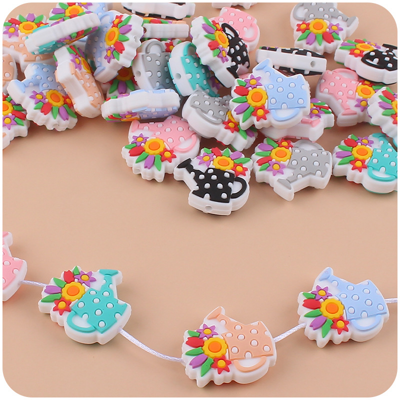 Bebé suministros de dibujos animados florero de silicona mordedor creativo DIY bebé molar pezón cadena anti-gota cadena Accesorios