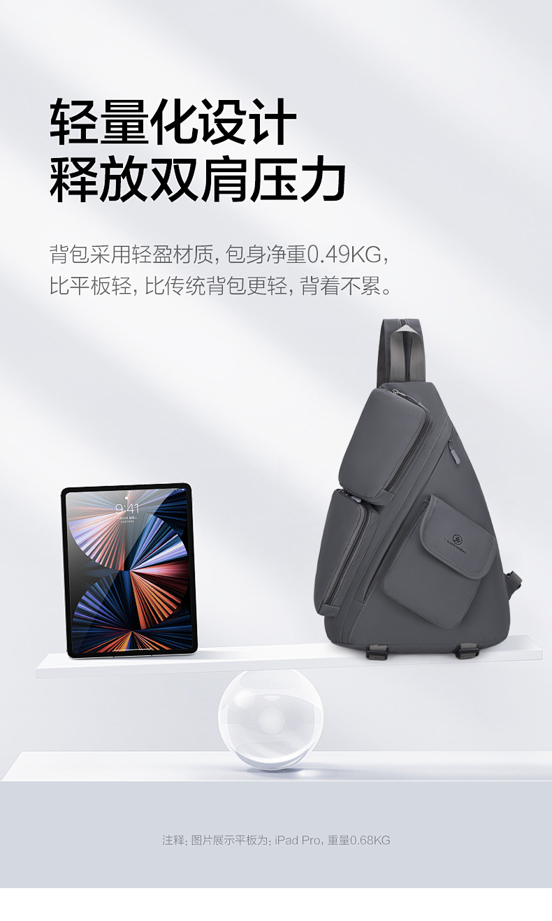 2025 New cross-border men's chest bag, casual men's bag, large-capacity retro multi-functional crossbody bag, soft leather single-shoulder bag undefined