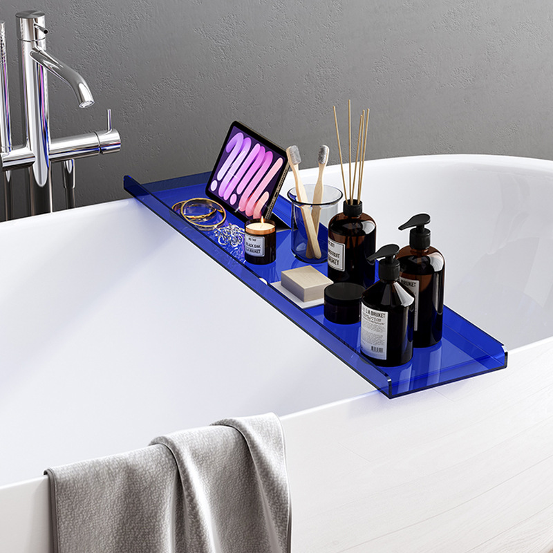 Estante de bañera de acrílico nórdico Estante de bañera de lujo largo y ligero Estante de bañera Soporte transparente Estante de baño Hotel SPA