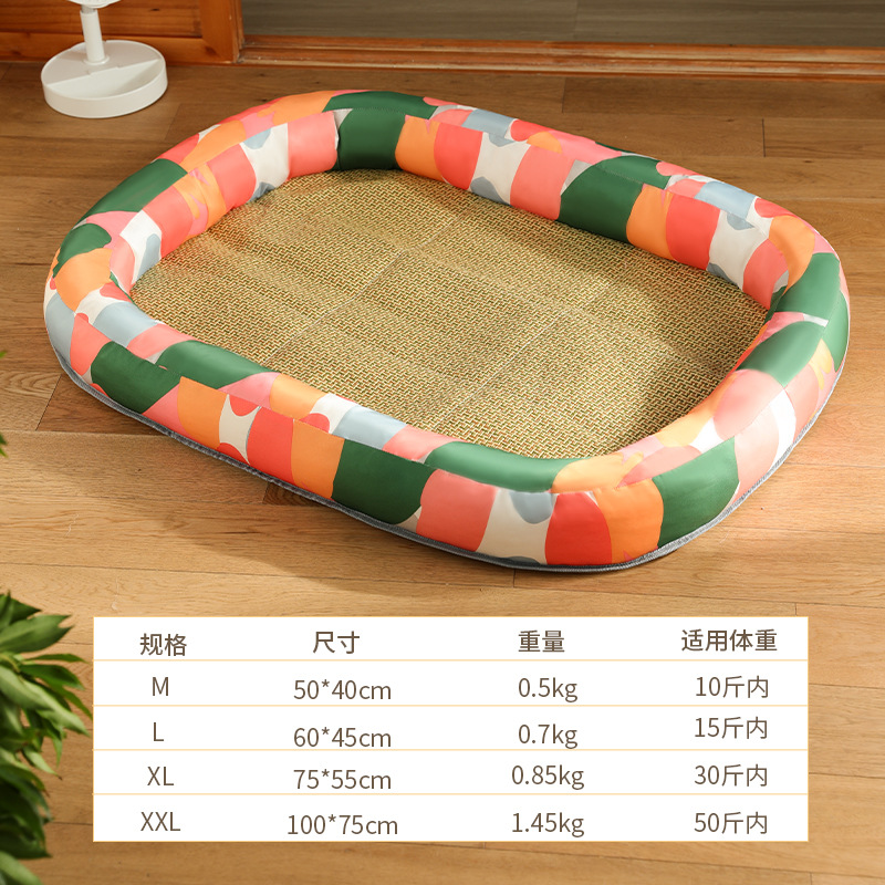 Nueva mascota Four Seasons universal verano dormir estera Oval estera del perro Cama de Gato nido de ratán estera nido de perro suministros para mascotas