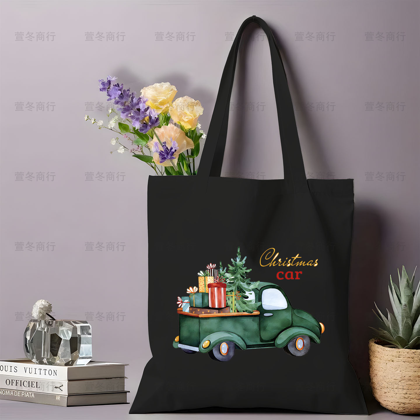 Bolsa de lona de Santa Claus de dibujos animados estudiantes bolsas de lona de mano de Navidad bolsas de hombro de gran capacidad ventas calientes transfronterizas