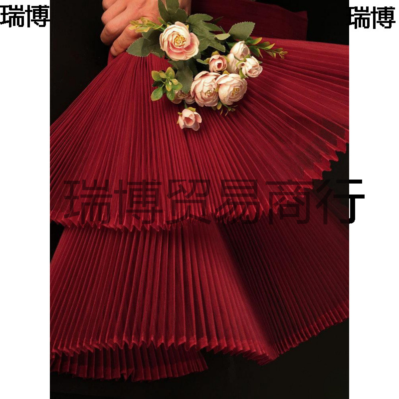 大造型百褶硬挺网纱装饰布料肌理风琴面料手工涤设计师毕业褶皱硬