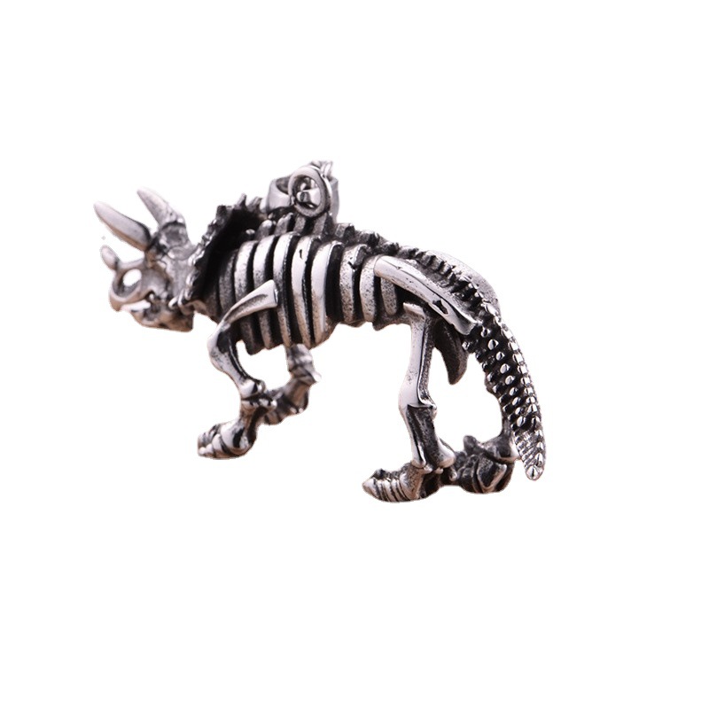 Nuovo ciondolo da uomo in acciaio inossidabile e titanio con scheletro di dinosauro antico, in vendita, collana hip-hop_voghion.com