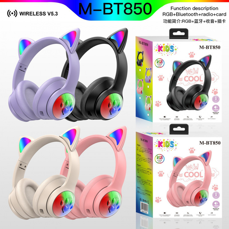 Cross-Border Head-Mounted Cat Ear Bluetooth Headset, Luminous and Cute Cat Claw Wireless Cartoon Bluetooth Gaming Headset Cross-Border Head-Mounted Cat Ear Bluetooth Headset, Luminous and Cute Cat Claw Wireless Cartoon Bluetooth Gaming Headset