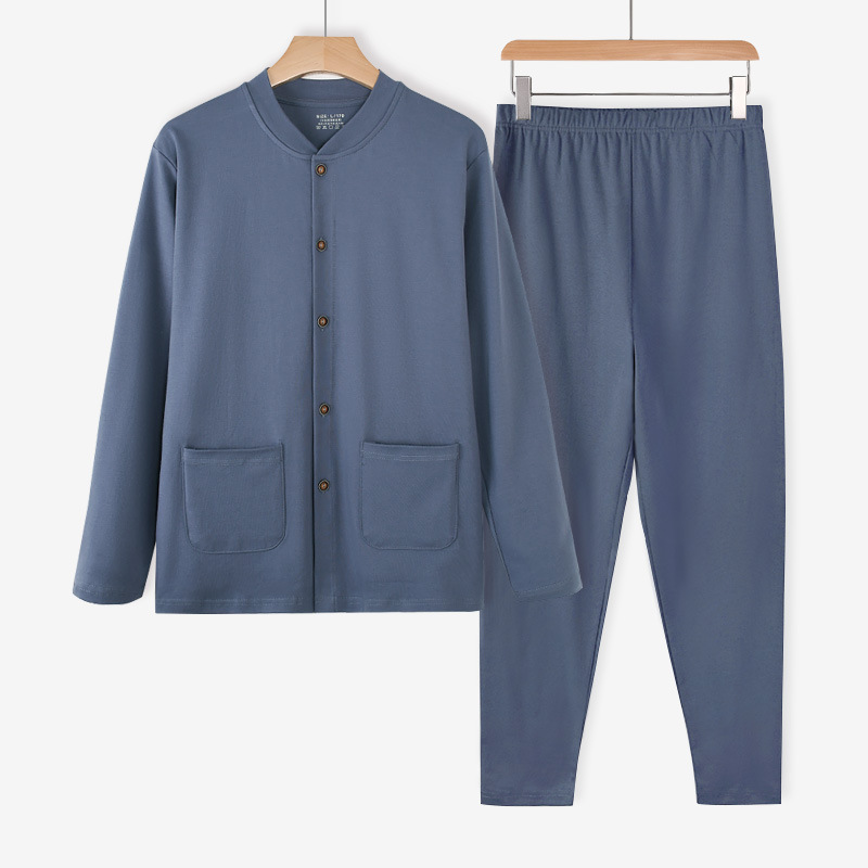 100% Pure Cotton Autumn Cardigan for Middle-Aged and Elderly Men, Loose Fit, Large Size, Button-Front, Plus-Size Base Layer