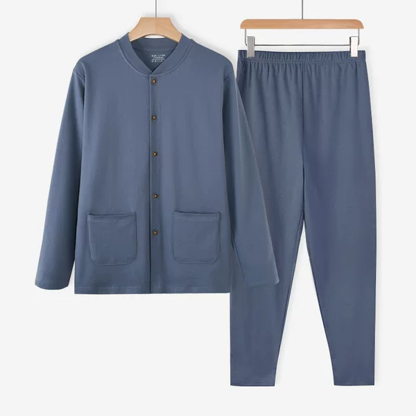 100% Pure Cotton Autumn Cardigan for Middle-Aged and Elderly Men, Loose Fit, Large Size, Button-Front, Plus-Size Base Layer