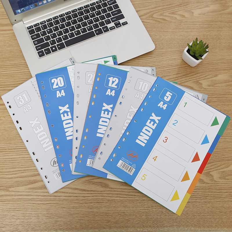 Colorful fast labor index classification page classification card A4 11 hole classification paper plastic divider paper factory available