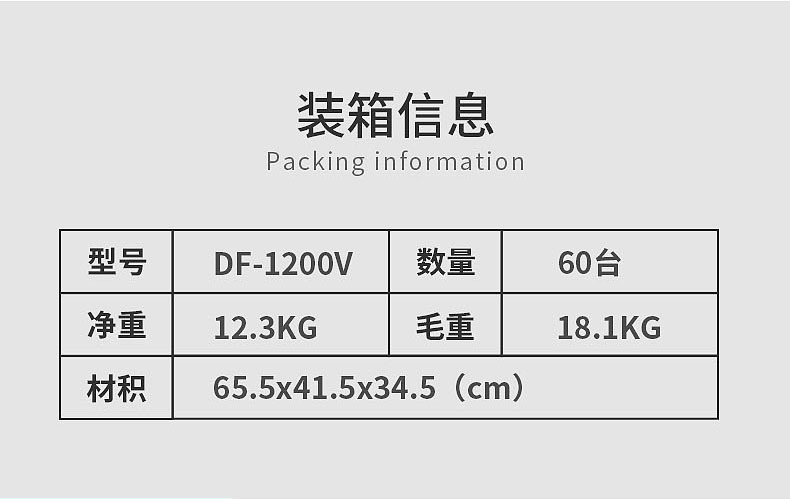 东方灵 DF1200v详情页装箱信息