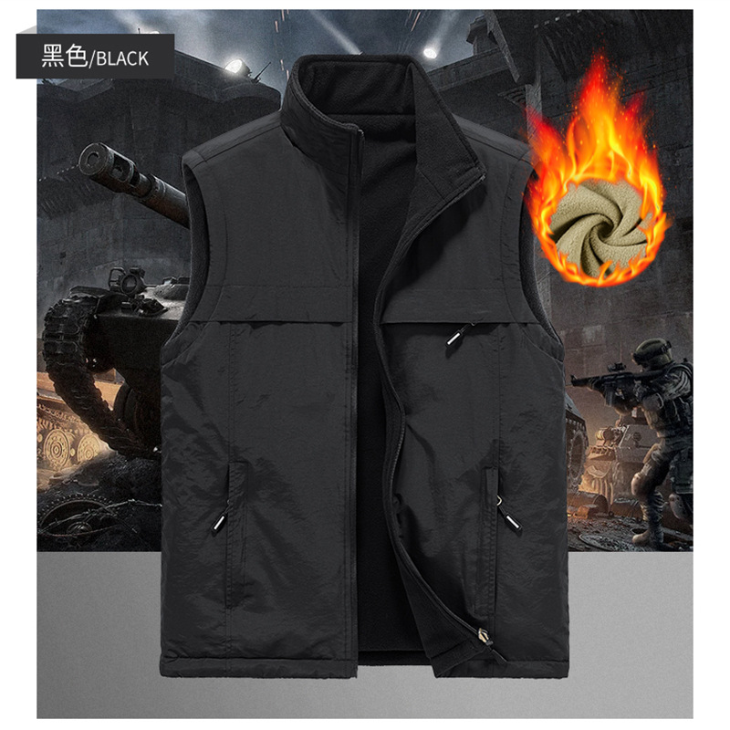 Invierno transfronterizo de lana de dos lados para hombres abrazadera de caballo para vestir el ocio grueso chaleco chaqueta ropa de trabajo chaleco personalizado