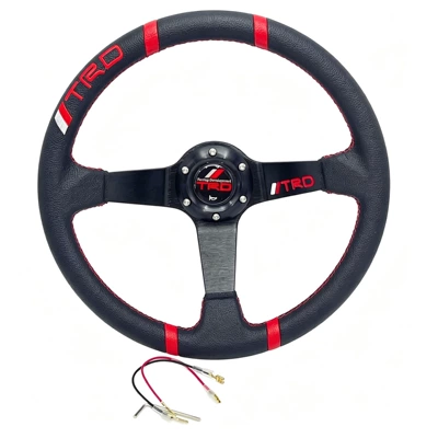 14inch Ralliart Car Modified Deep Concave Steering Wheel, Beidou Star Lancer Wing God Universal Sports Steering Wheel (Steering wheel) - trd