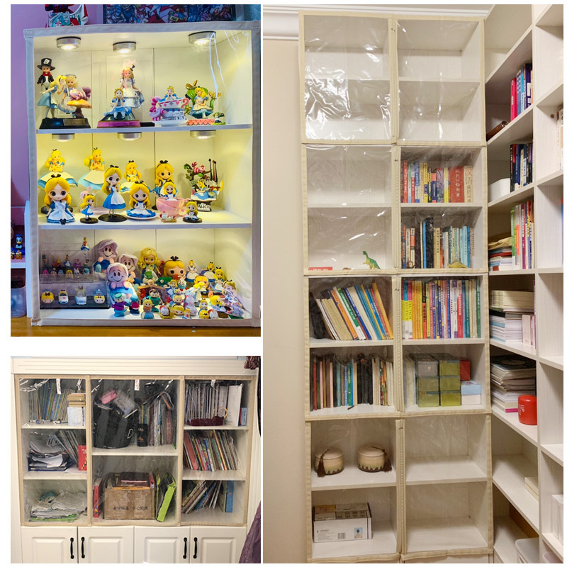 櫥櫃遮塵簾雜物架書櫃遮擋簾廚房魔術貼手辦柜子防塵簾衣櫃