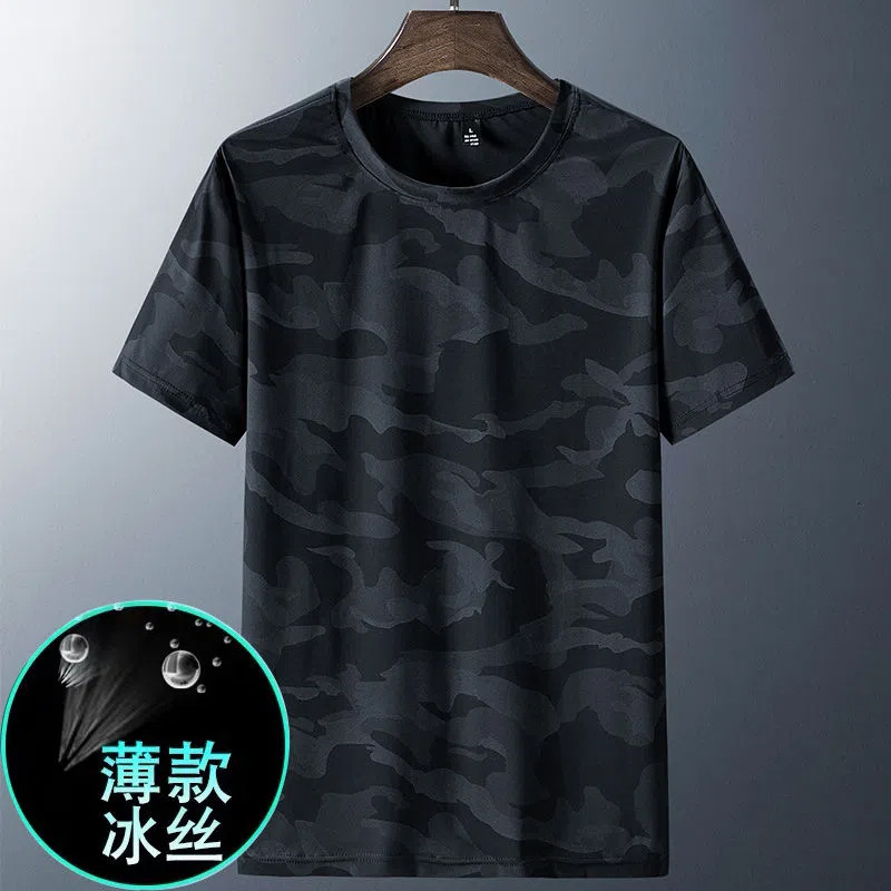 Wholesale camouflage ice silk short sleeve men's summer ultra-thin loose plus fat plus large size T-shirt quick-drying breathable sports top Wholesale camouflage ice silk short sleeve men's summer ultra-thin loose plus fat plus large size T-shirt quick-drying breathable sports top