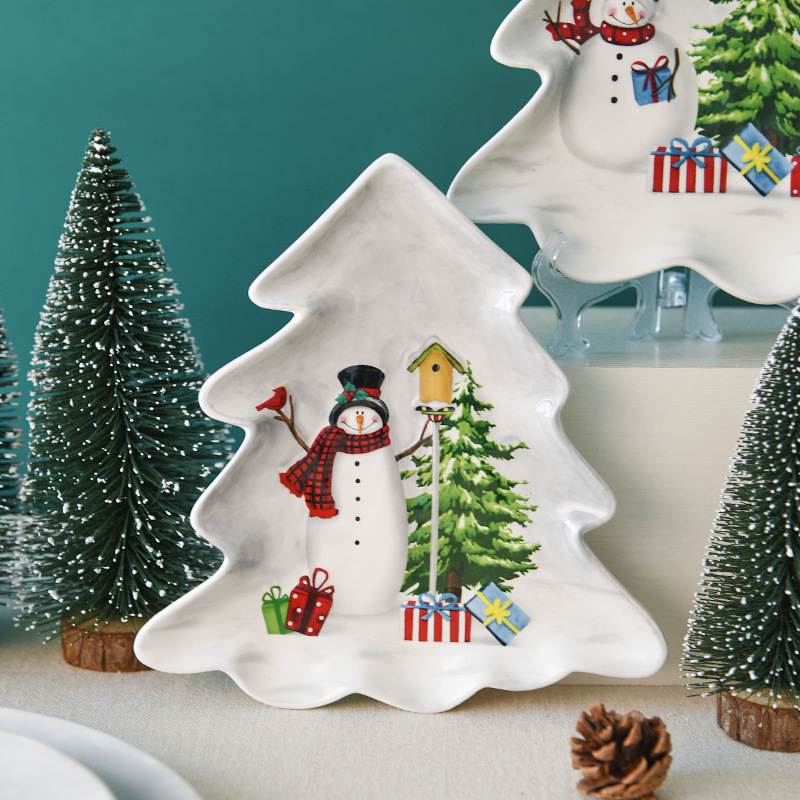 Nórdico país Navidad muñeco de nieve árbol de Navidad plato árbol creativo plato postre plato bandeja vajilla