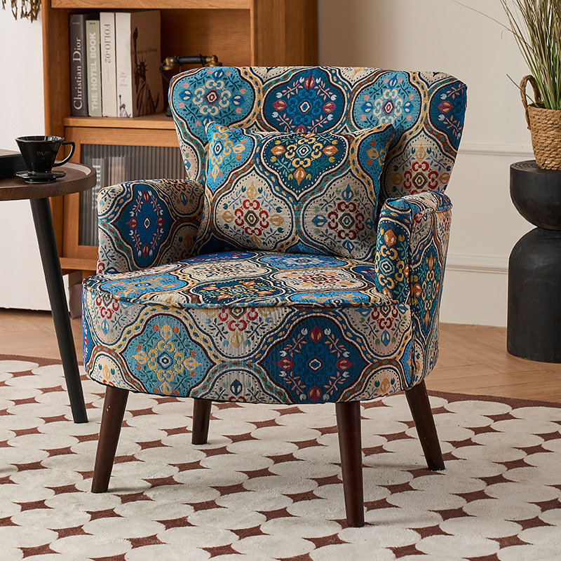 Balcón sala de estar sofá de tela estilo chino estilo americano sofá casual silla de cabecera retró casual silla de sofá