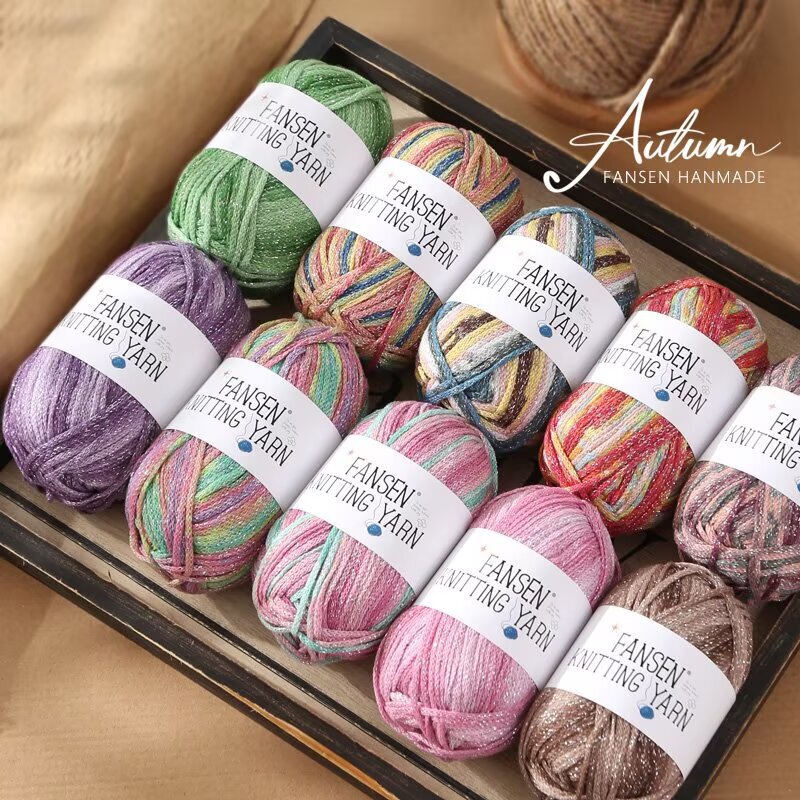 Section Dyed Graffiti Line Gradient Color Starry Sky Silver Glitter Line 2.5mm Hollow Cotton Thread DIY Hand-Knitted Crochet Bag Thread Section Dyed Graffiti Line Gradient Color Starry Sky Silver Glitter Line 2.5mm Hollow Cotton Thread DIY Hand-Knitted Crochet Bag Thread