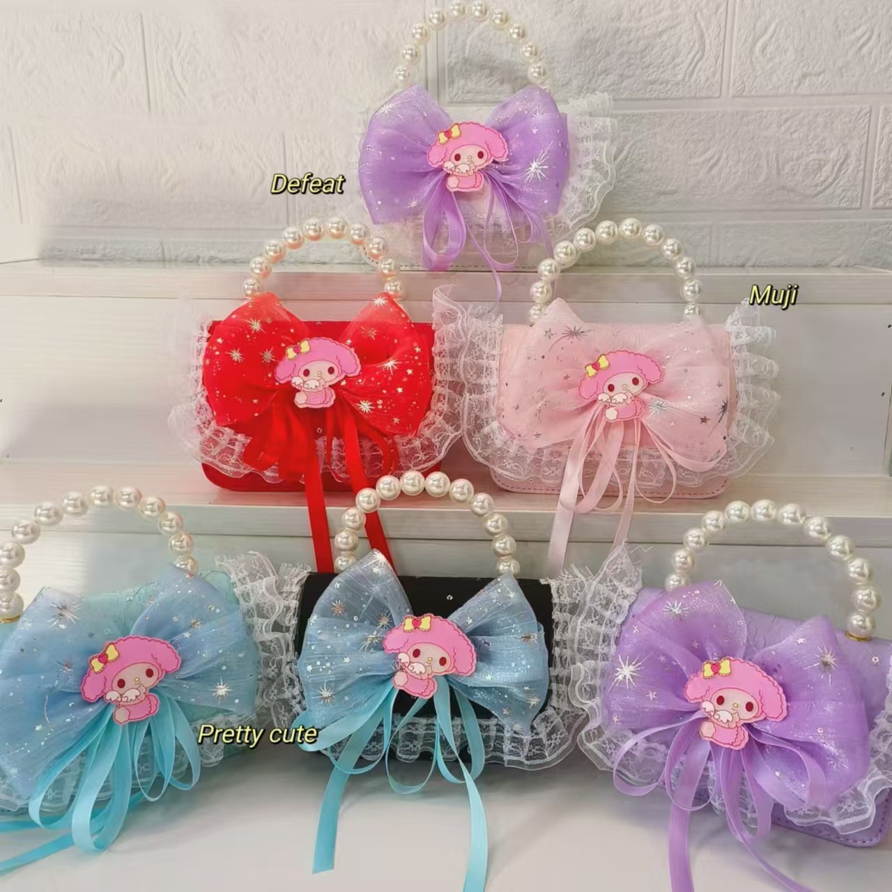 Bolso de arco para niños bolso de perlas bolso de hombro bolso de cambio bolso de accesorios bolso de dibujos animados Melody bolso de princesa