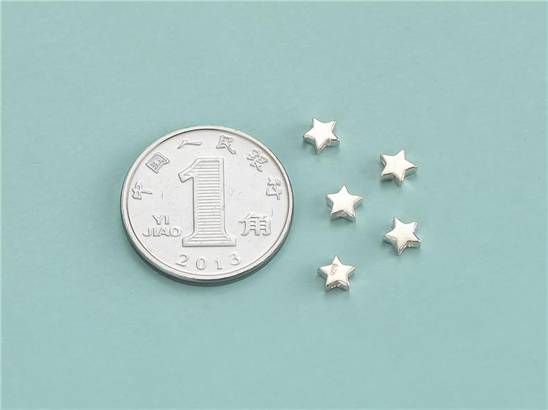 S925 Sterling Silver Plain Silver Bead Accessories Mini Star Beads DIY Beaded Rope Bracelet Jewelry Material Bag