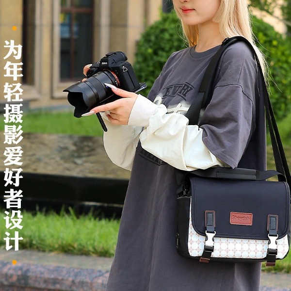 Bolsa impermeable para cámara, de un solo hombro, adecuada para cámaras sin espejo Canon, Nikon, Sony, Fuji, DSLR, antirrobo, resistente al desgaste