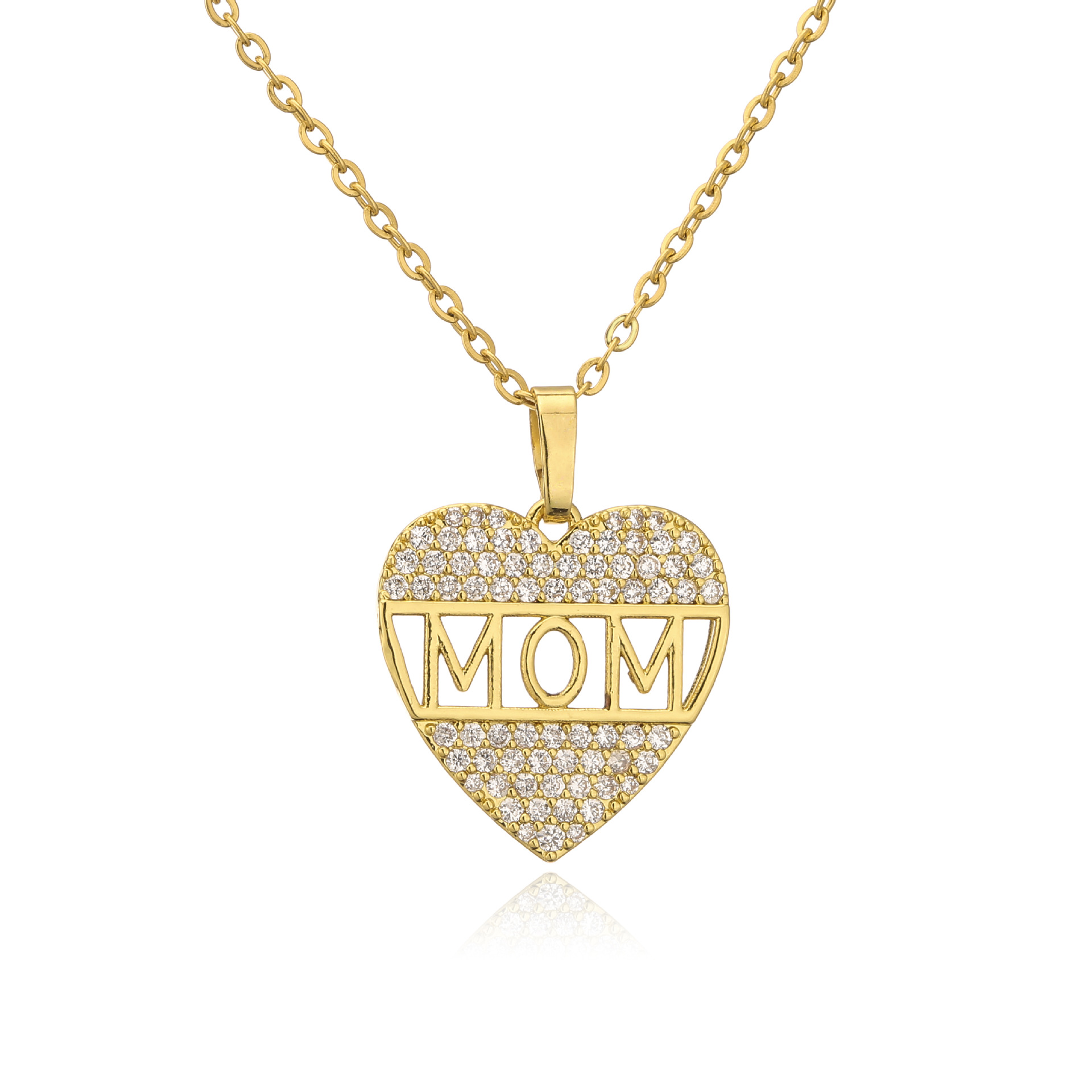 Brass Plating 18k Gold Zircon Inlaid Necklace Mother's Day Gift display picture 8