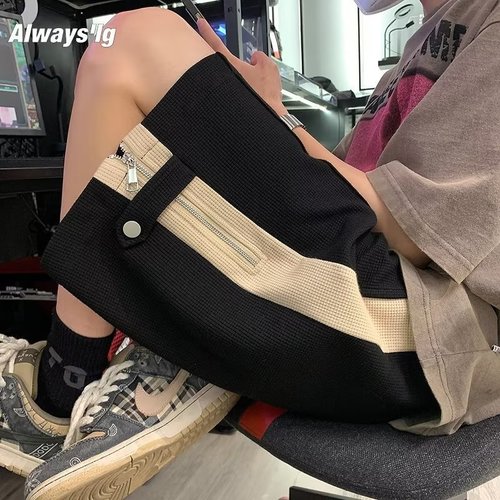 Men's Fashion Brand Summer Plus Size Loose Casual Streetwear Button High Street Sports Five-Finger Pants