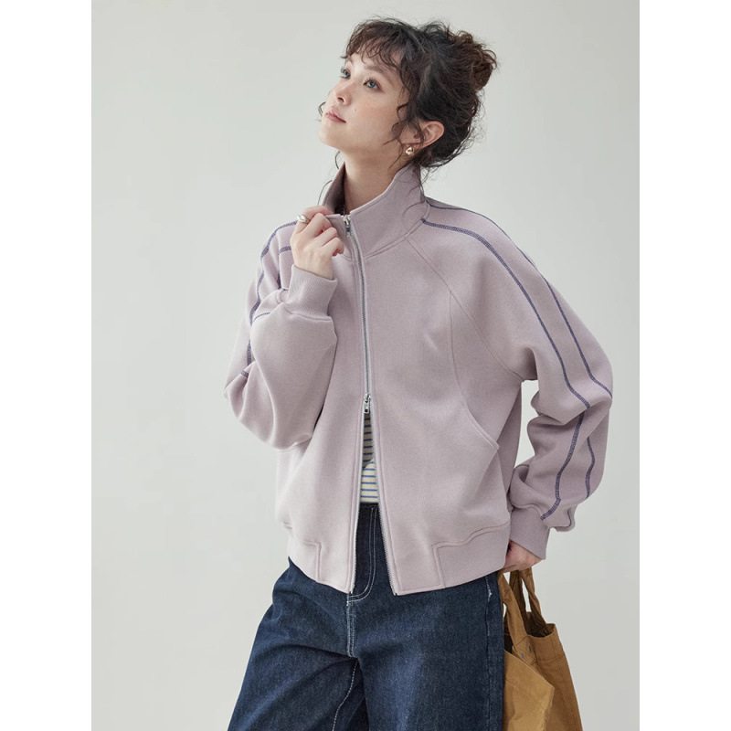 Zipper Sweatshirt Women's Jacket 2026 Spring and Autumn New Design Loose Jacket Cardigan Short Style for Petite Women