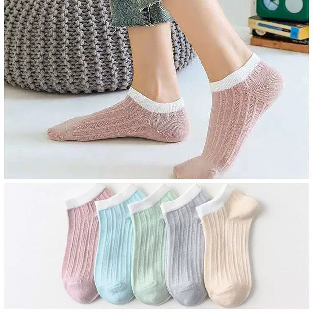 Women's Boat Socks, Cotton Candy Solid & Pattern Patterns, Low-Cut Invisible, Assorted Colors