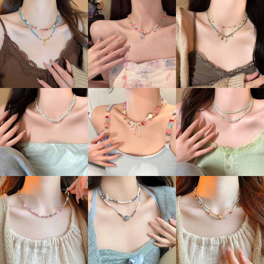 dopamine agate pearl crystal necklace ins sweet all-matching clavicle chain niche high sense ornament wholesale female