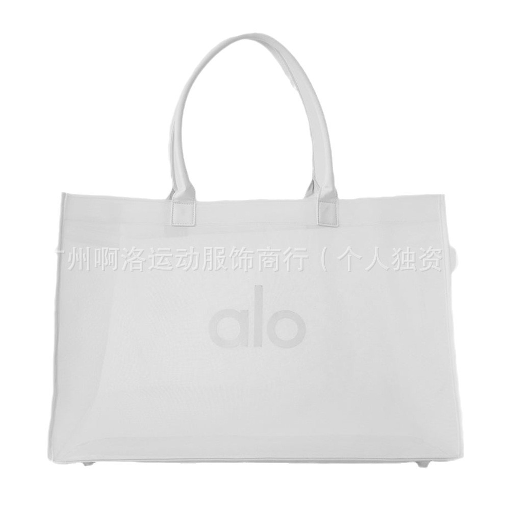 재고 ALO 공식 그물 투명 요가 가방 저장 대용량 토트 백 출력 그리드 어깨 가방 핸드백
