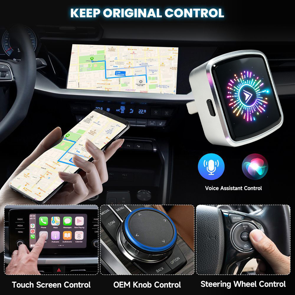 2026 cross-border bestseller wireless carplay box Android auto adapter 2-in-1 car wired to wireless converter