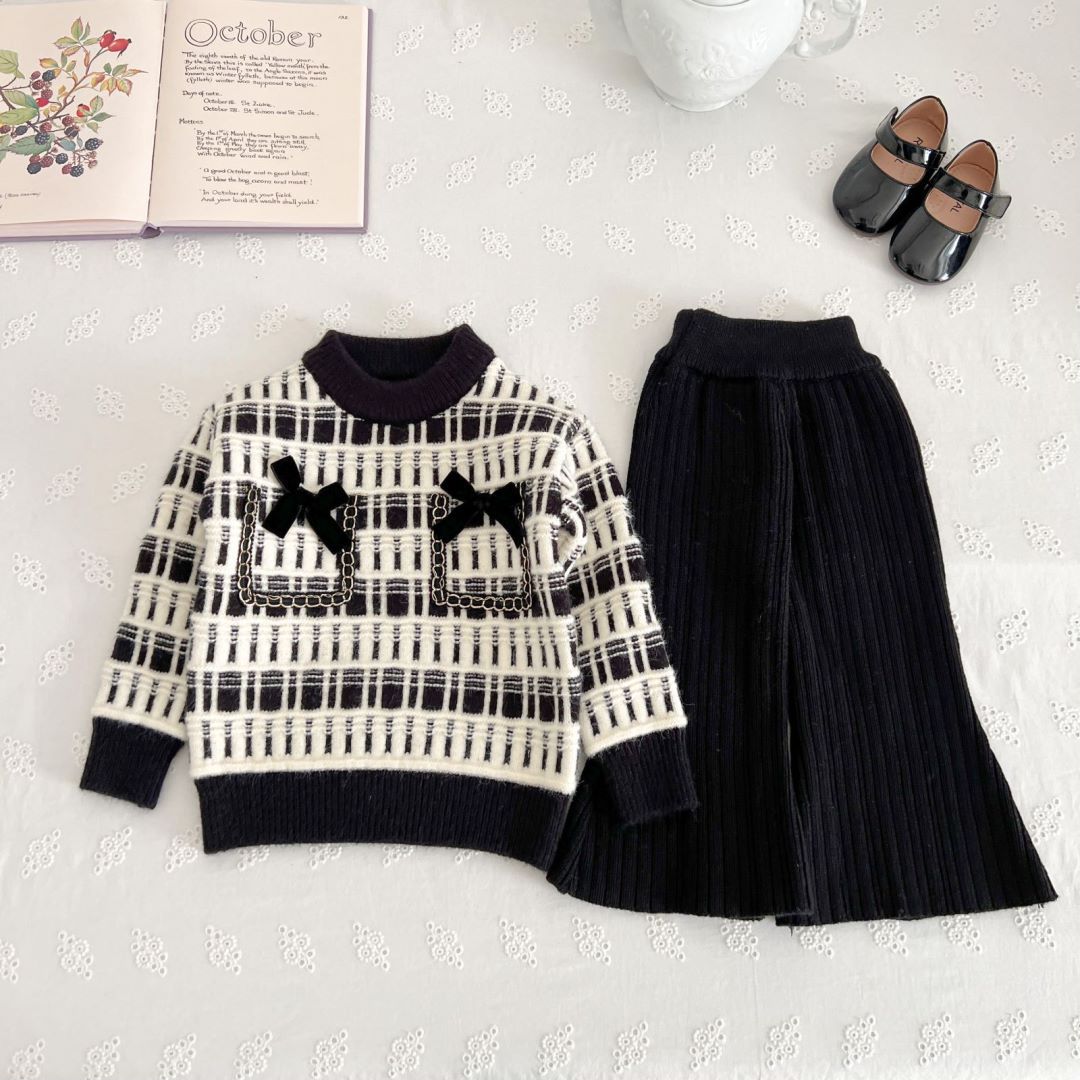 Set lavorato a maglia in due pezzi 2023 Autunno/Inverno New Little Fragrant Wind maglione pullover da ragazza spesso_voghion.com