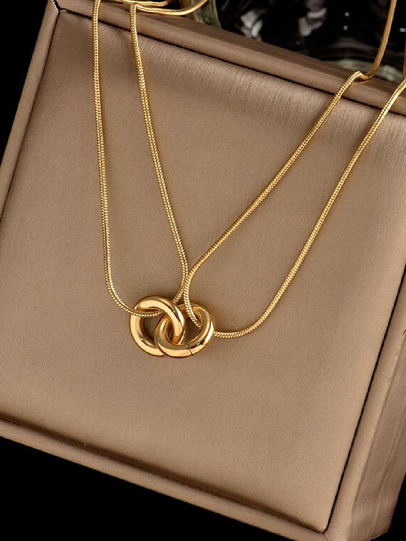 Daily Occasion Wholesale Jewelry Modern Style Circle Titanium Steel Plating Necklace Snake Chain