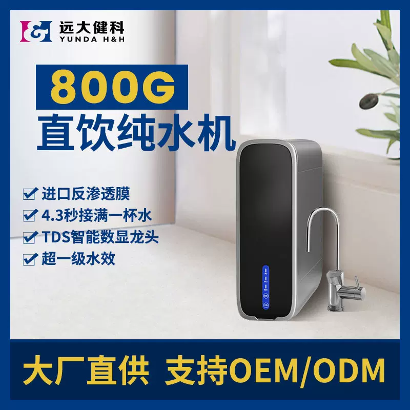800G双出水智能数显无桶大通量反渗透净水机 直饮厨房RO机