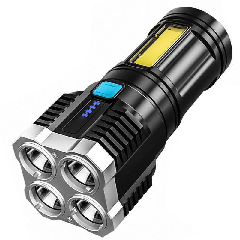 Nuevo fuerte luz quad-core COB luz lateral multifuncional al aire libre LED hogar portátil USB carga mano cuatro-luz S03 linterna