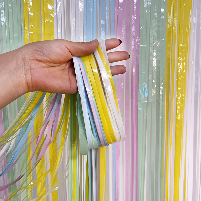 Nueva macaron gradiente cortina de seda la lluvia fiesta cumpleaños boda pared Fondo decoración etapa