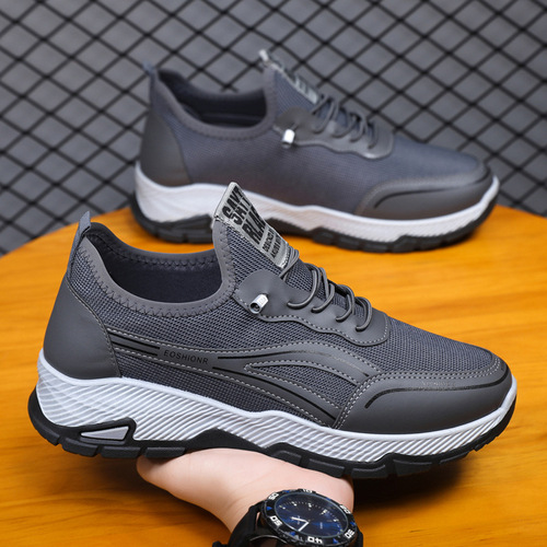Men's shoes spring new Korean version lightweight running shoes low-top shallow mouth fly woven shoes fashionable outdoor casual sports shoes